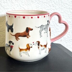 Pet Love by Tabletops Unlimited 20oz Embossed DOG Mug Heart Shaped Handle NEW